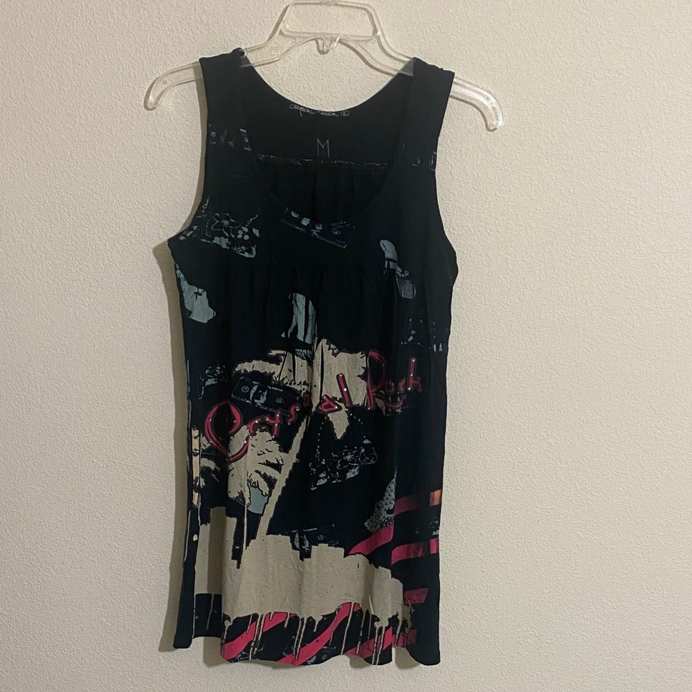 NWOT CHRISTIAN AUDIGIER Crystal Rock Sleeveless Tunic Top w Rhinestones Size M